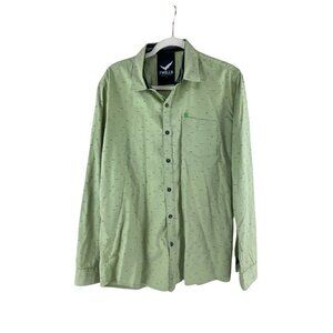 Twills Printastic Mens Green Button-Up Shirt Sz XL Long Sleeve Bird Print Casual